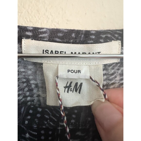 Isabel Marant H&M Linen Top Slate Blue Print Knit Blouse Size 10 Brand New - Picture 4 of 9